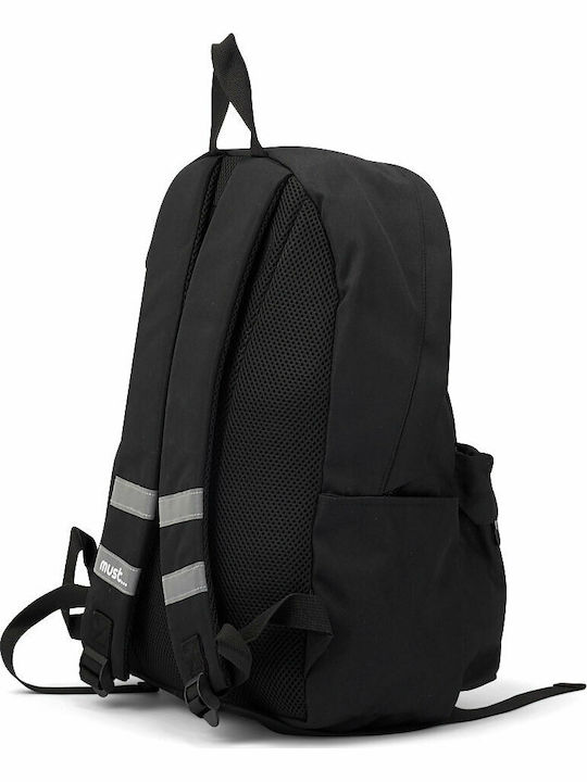 Must Team Monochrome Black School Bag Backpack Junior High-High School Black with Water Bottle Holder 22Liters