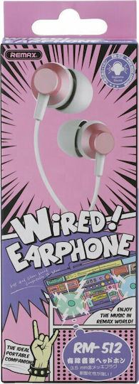 Remax RM-512 In-ear Handsfree με Βύσμα 3.5mm Ροζ