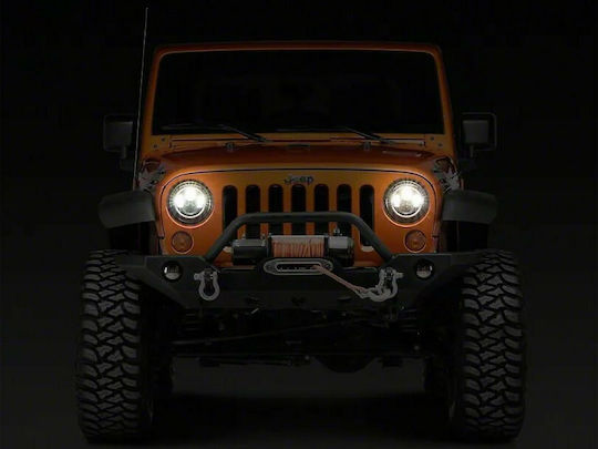 GloboStar Flash Led 12V for Jeep Wrangler 7'' Orange and Cool White 2pcs