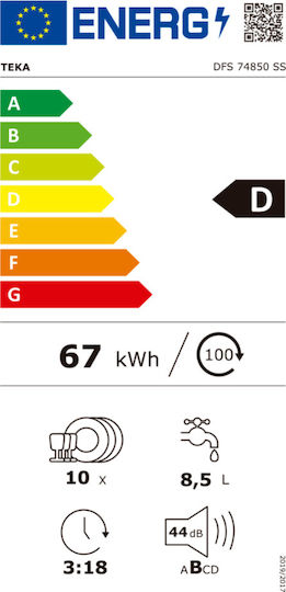 Teka за 10 комплекта Ш44.8xВ84.5см. Inox