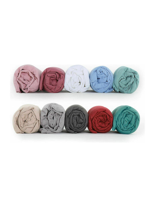 Nef-Nef Homeware Sheet for Single Bed with Elastic 100x200+30cm. Jersey 1020 Linen
