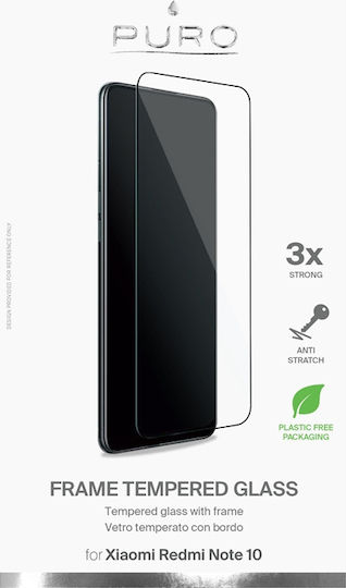 Puro Frame Black Закалено стъкло за цялото лице (Redmi Note 10 / 10s / Poco M5s)