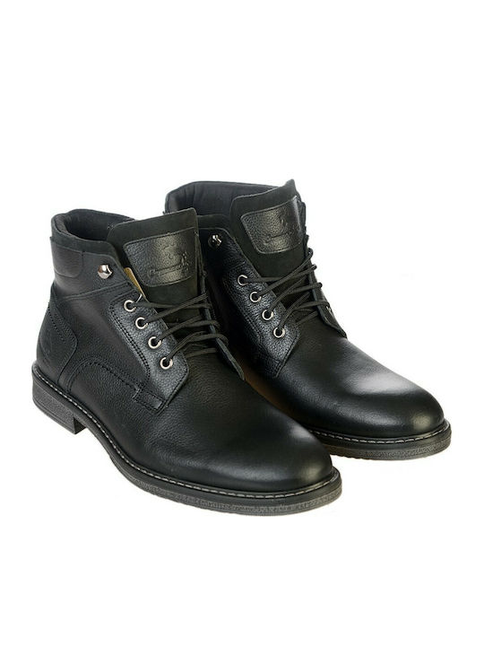 72144 Δερμάτινα Ανδρικά Μποτάκια με Φερμουάρ Total Black