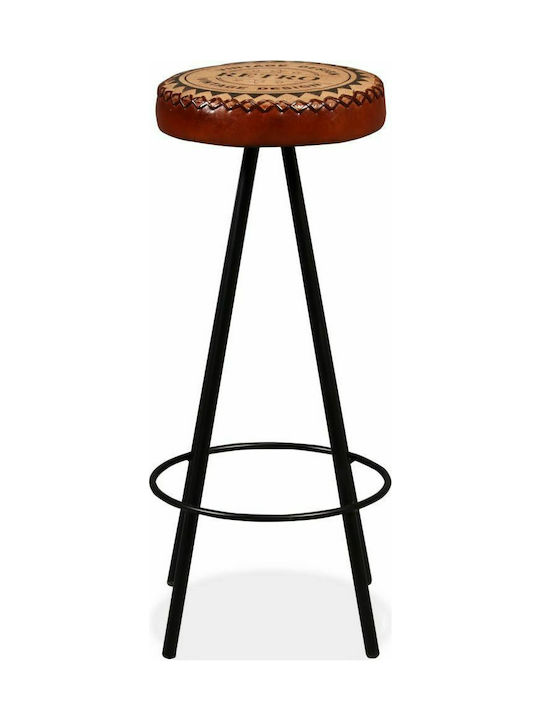 Stool Bar Leather Brown / Black 2pcs 30x30x76cm