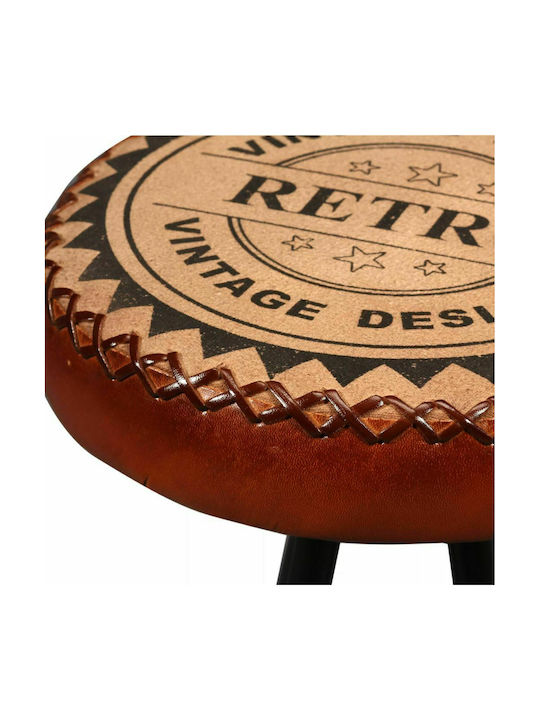 Stool Bar Leather Brown / Black 2pcs 30x30x76cm