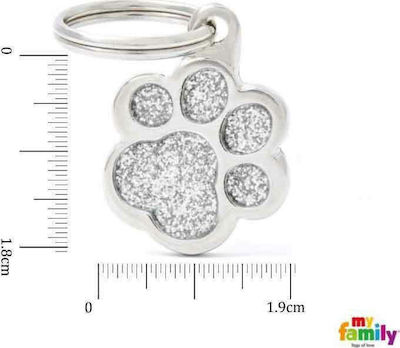 My Family Shine Dog ID Tag Paw Small 1.9x1.8cm Gray