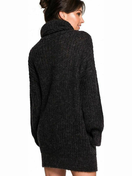 BeWear BK030 Damen Stricken Longshirt Rollkragenpullover Langarm Schwarz 134750