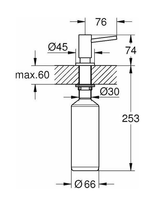 Grohe Cosmopolitan Εντοιχιζόμενο Dispenser για την Κουζίνα Μεταλλικό Ροζ 500ml