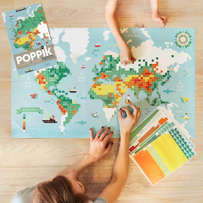 Poppik Stickers My Sticker Poster World Map for Children 7++ Years