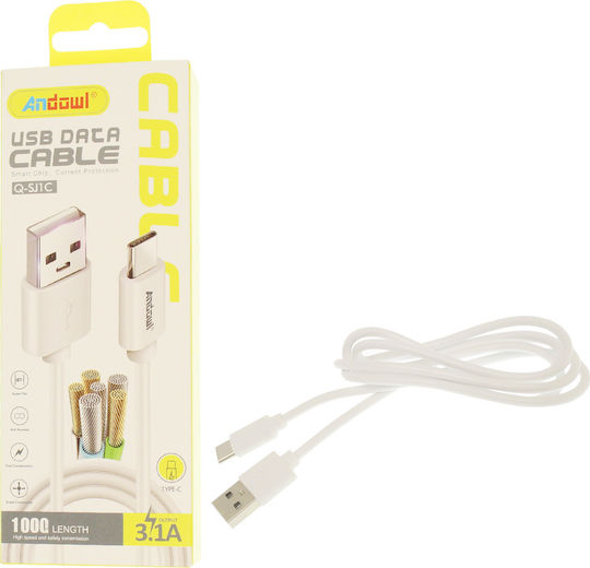 Andowl Qsj1c USB 2.0 Cable USB-C male - USB-A Λευκό 1m Q-SJ1C