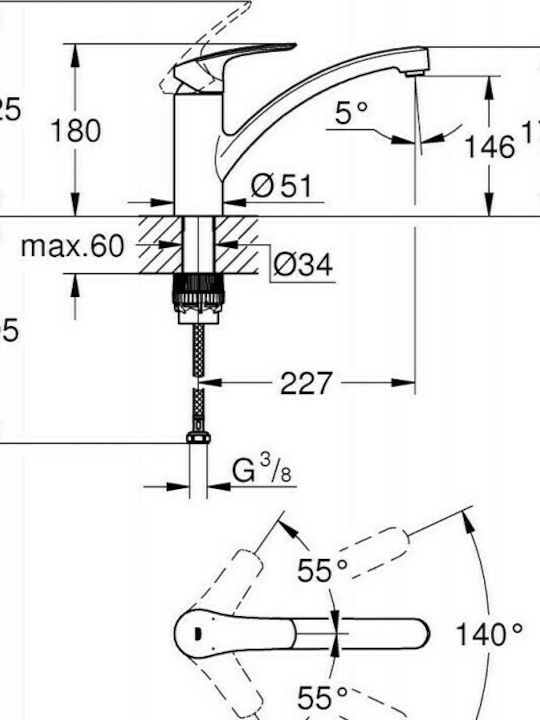 Grohe Eurosmart Küchenarmatur Zähler Chrome
