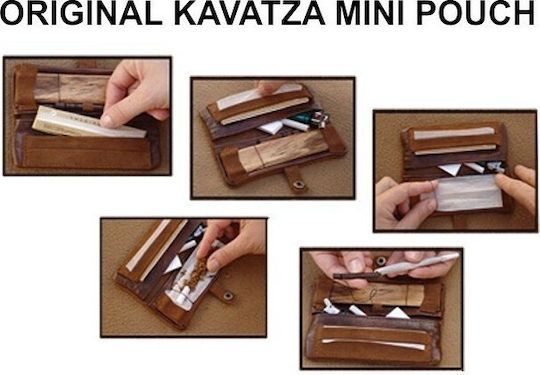 Original Kavatza Lady Mini Pouch Καπνοθήκη από Δερματίνη Καφέ με Κούμπωμα