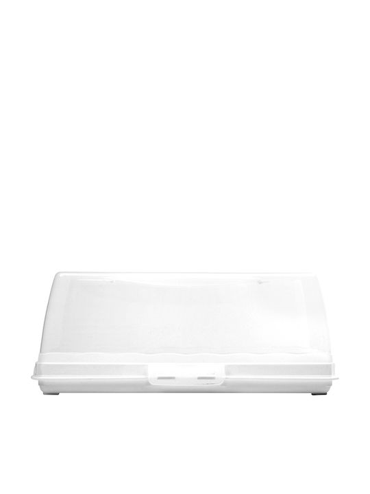 Τουρτιέρα Πλαστική με Καπάκι Λευκή 36.8x17.4x14εκ.