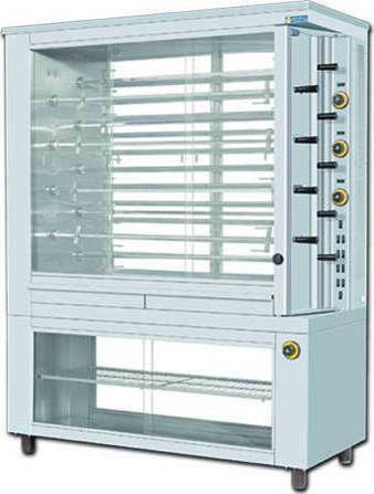 Sergas KE9 с топлинен шкаф Електрическа Пилешка скара Rottisserie 12кВт с Размери 64x145x188см