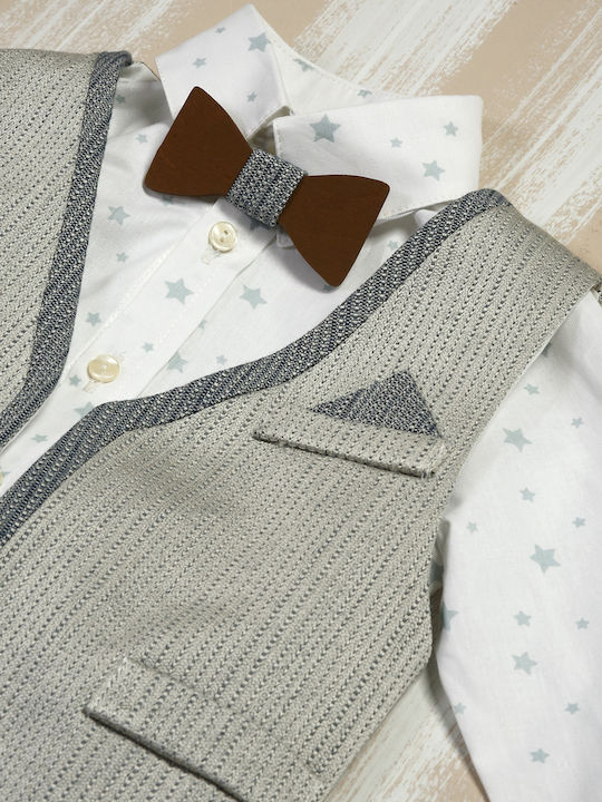 Lollipop Boys Baptism Suit with Vest 5pcs Khaki