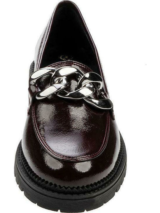 S Patent Leather Women's Moccasins in Burgundy Color