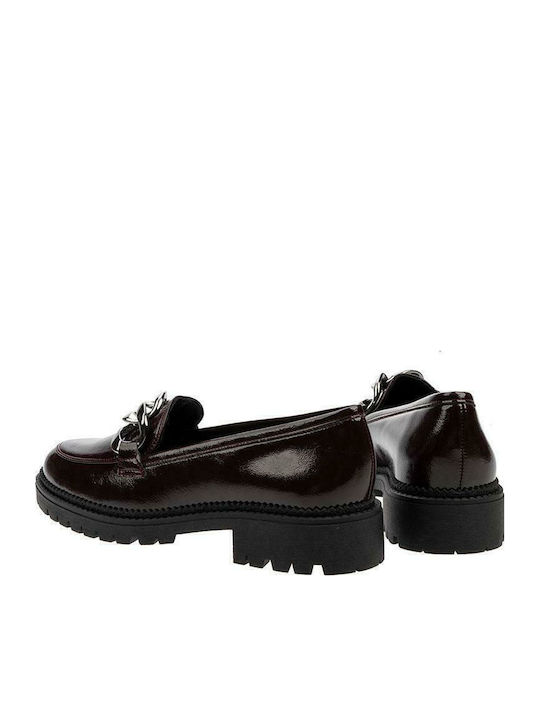 S Patent Leather Women's Moccasins in Burgundy Color