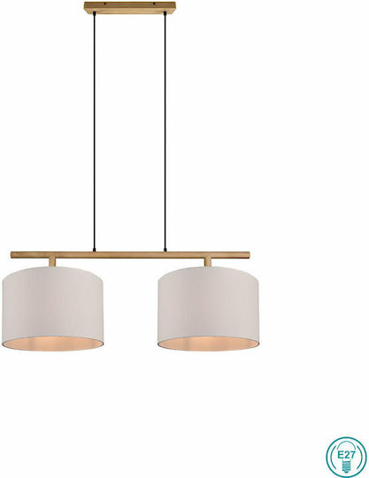 Trio Lighting Korba Ρυθμιζόμενο Κρεμαστό Φωτιστικό Μπεζ Ράγα με Ντουί E27 105x40x150εκ.