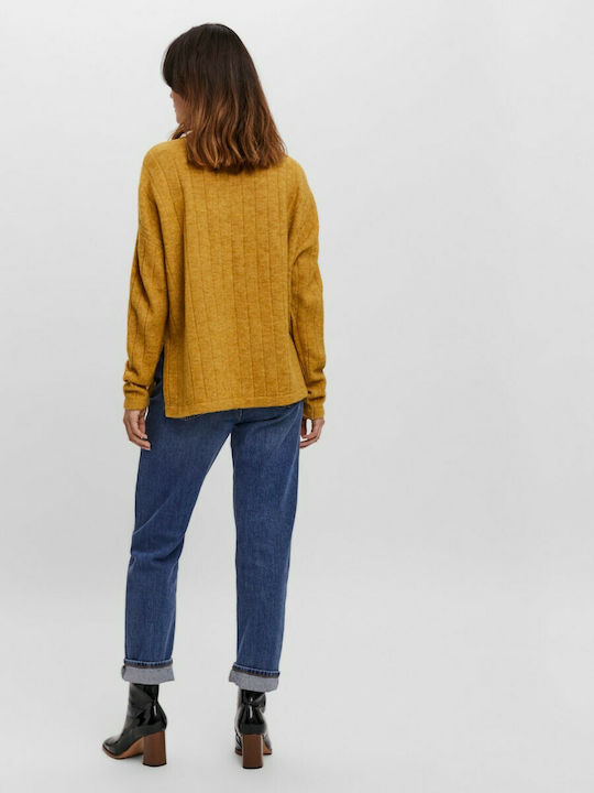 Vero Moda Damen Langarm Pullover Rollkragen Yellow/Chai Tea