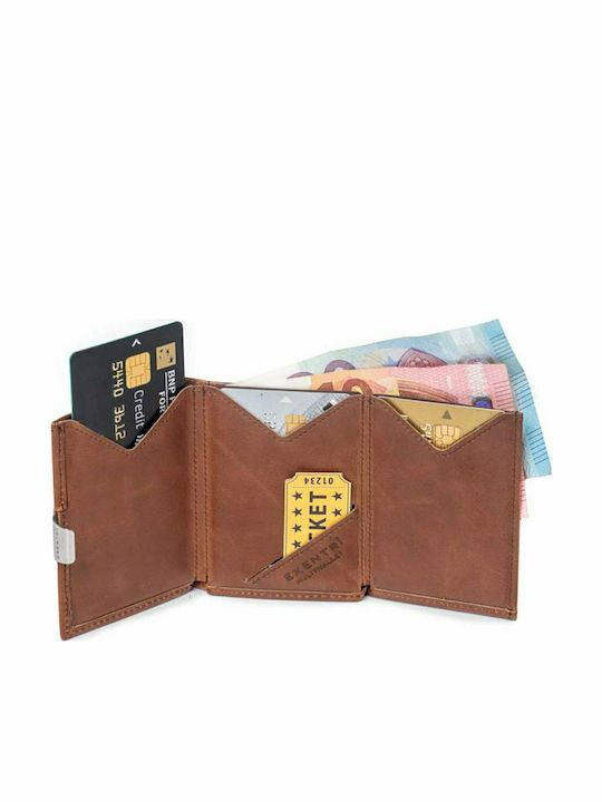Leather Men's Wallet Cards with RFID Brown