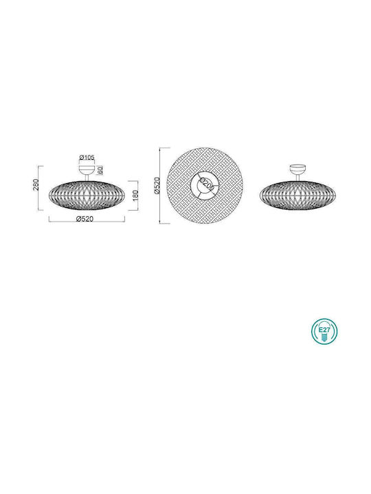 Trio Lighting Hedda Deckenleuchte 52cm Braun mit Fassung E27