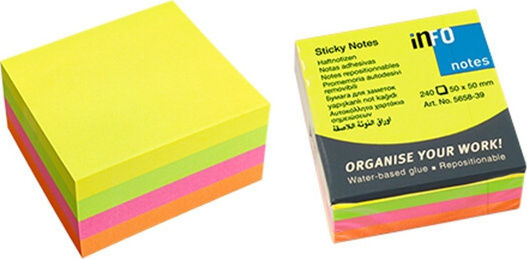 Sticky Note Pads in Cube 240 Sheets 5x5pcs Info