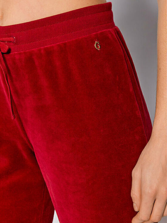 Jogginghose Breit Samt Rot