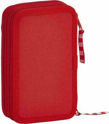 Fabric Prefilled Pencil Case Real Sporting De Gijon with 2 Compartments Red