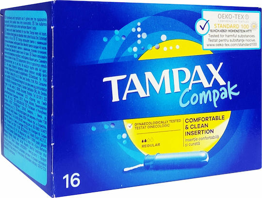 Tampax Tampon Compak Regular with Applicator for Normal Flow 16pcs