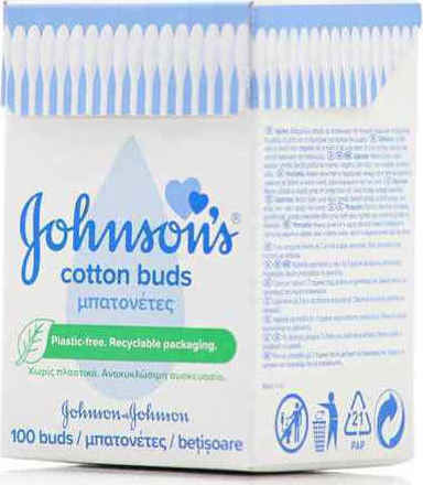 Johnson & Johnson Μπατονέτες σε Ανακυκλώσιμη Συσκευασία 100τμχ