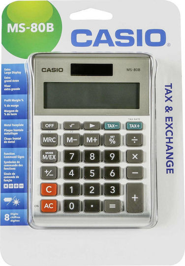 Casio MS-80B Αριθμομηχανή Λογιστική Ψηφίων σε Ασημί Χρώμα MS-80B