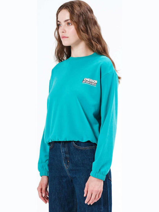 Cropped Women's Sweatshirt Turquoise
