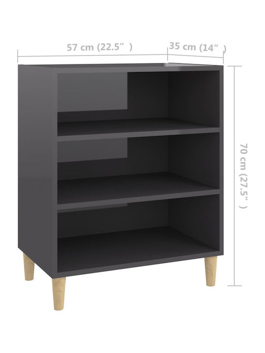 Библиотека Лъскав Сив 57x35x70см