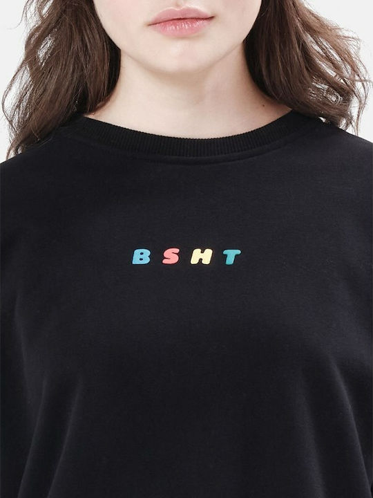 Gekürzt Damen Sweatshirt Schwarz