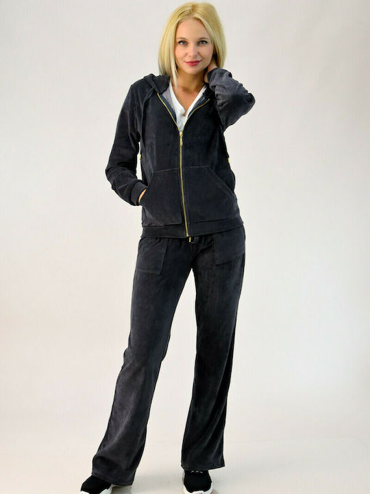 First Woman 8184 Damen-Sweatpants-Set Gray Samt 0512341001