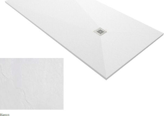 Karag Pietra Ορθογώνια Ντουζιέρα Τεχνητής Πέτρας 80x160cm Bianco