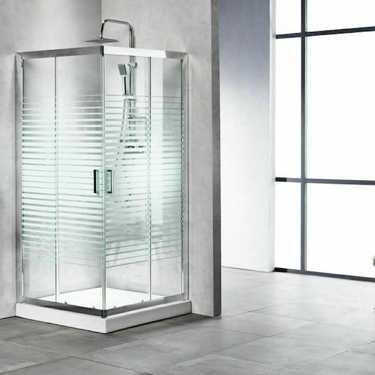 Tema Καμπίνα Ντουζιέρας με Συρόμενη Πόρτα 80x80x180cm Serigrafato