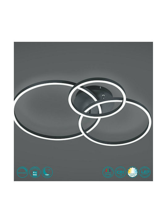 Trio Lighting Winona Deckenleuchte 78cm Schwarz mit Integrierter LED und Fernbedienung