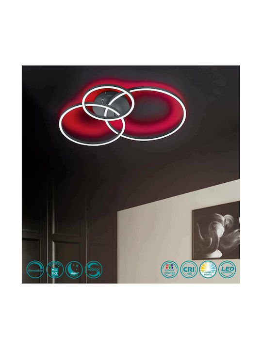 Trio Lighting Winona Deckenleuchte 78cm Schwarz mit Integrierter LED und Fernbedienung
