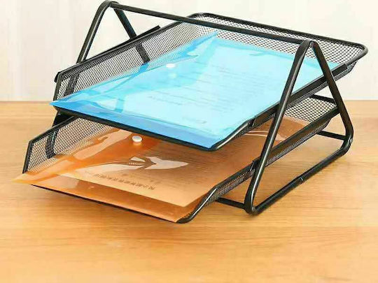 Black Red Metallic Filing Tray with 3 Shelves Black