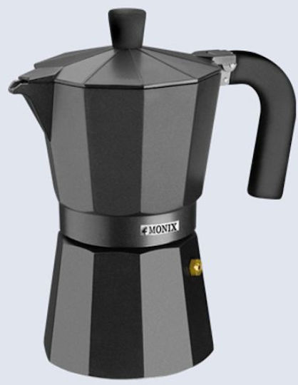 Monix Vitro Stovetop Espresso Pot for 6Cups Black