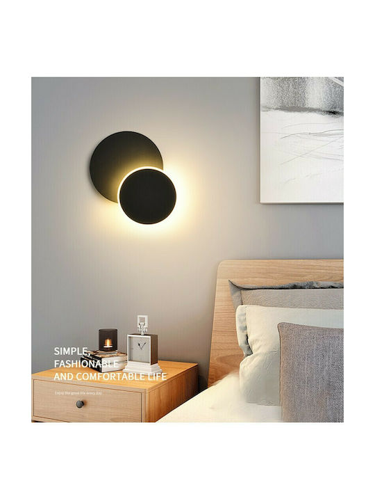 Leggenda Modern Leuchte Wand mit Integrierter LED und Warmweißes Licht Schwarz 25cm
