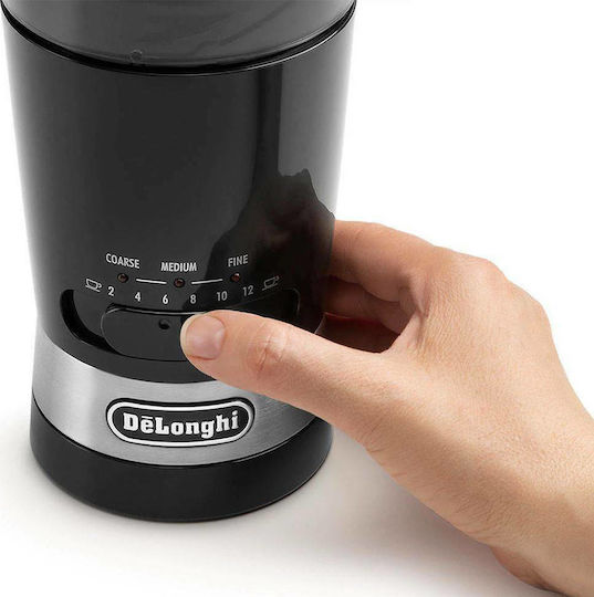 De'Longhi Electric Coffee Grinder 170W for 90gr Beans and 3 Grind Levels Black