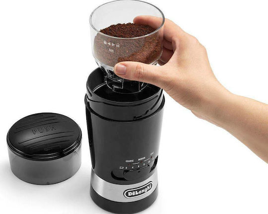 De'Longhi Electric Coffee Grinder 170W for 90gr Beans and 3 Grind Levels Black