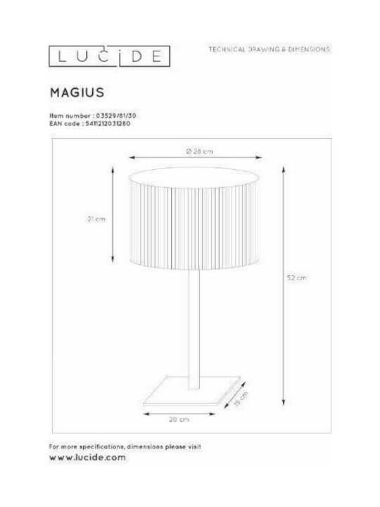 Lucide Lightning Magius Table Lamp for Socket E27 with Beige Shade and Black Base