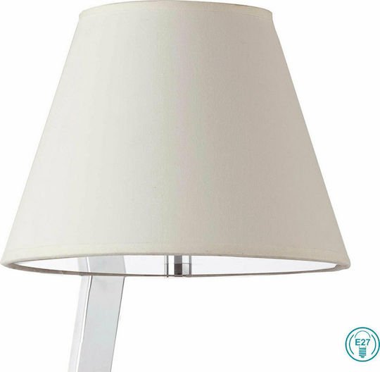 Faro Barcelona Metal Table Lamp for Socket E27 with White Shade and Silver Base
