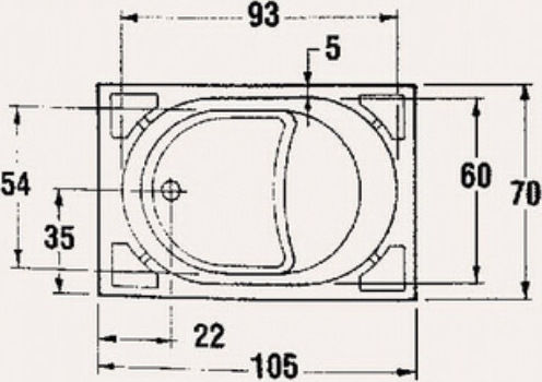 Sanitec Gloria 523 Μπανιέρα Ακρυλική 105x70x60cm με Κάθισμα