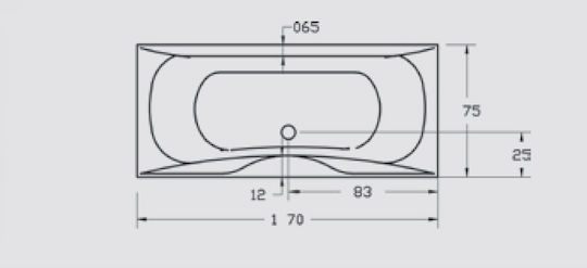 Sanitec Iris Μπανιέρα Ακρυλική 170x75x60cm