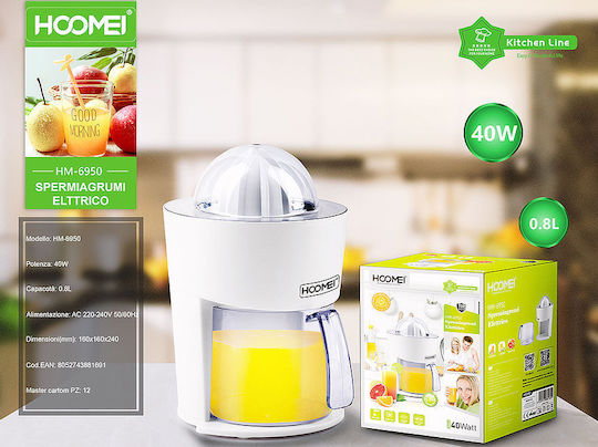 Hoomei Electric Juicer 40W with 800ml Capacity Inox White