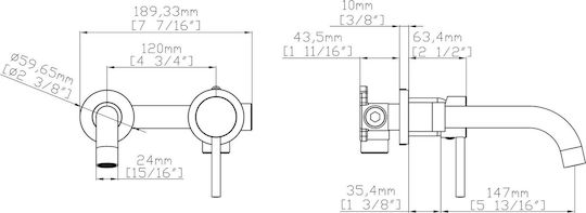 Karag Artemis Built-in Mixer & Spout Set for for Bathroom Sink 1 Exit Chrome